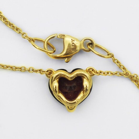 David Yurman 18K Gold Garnet Chatelaine Heart Pendant Necklace - Picture 4 of 6